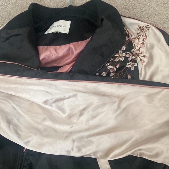 Cotton Candy LA Satin Black Japanese Blossom Jacket - Picture 5 of 9